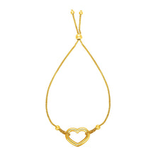 Load image into Gallery viewer, Adjustable Bracelet with Shiny Open Heart in 14k Yellow Gold
