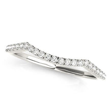 Load image into Gallery viewer, 14k White Gold Diamond Pave Set Curved Wedding Band (1/8 cttw)

