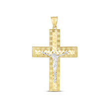 将图片加载到图库查看器，14k Two Tone Gold High Polish Diamond Cut Cross Pendant
