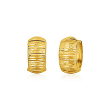 Load image into Gallery viewer, 14k Yellow Gold Diamond Cut Hoop Design Earrings
