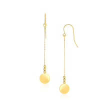 将图片加载到图库查看器，14k Yellow Gold Bead and Shiny Disc Drop Earrings
