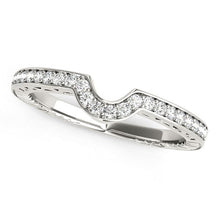 Load image into Gallery viewer, 14k White Gold Prong Set Curved Wedding Band (1/8 cttw)
