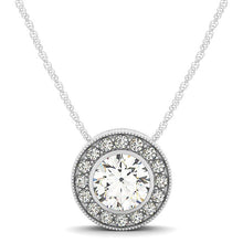 Load image into Gallery viewer, Diamond Halo with Center Bezel in 14k White Gold (5/8 cttw)
