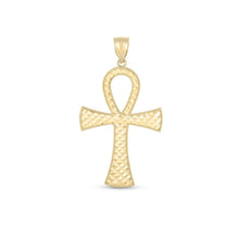 Load image into Gallery viewer, 14k Yellow Gold High Polish Textured Ankh Pendant
