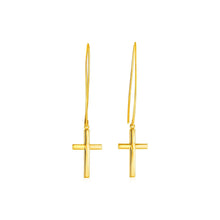 Load image into Gallery viewer, 14k Yellow Gold Dangle Cross Earrings
