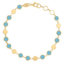 Load image into Gallery viewer, 14k Yellow Gold Turquoise Geometric Mirror Gem Chain Bracelet (5.00 mm)
