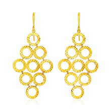 Load image into Gallery viewer, 14k Yellow Gold Earrings with Textured Open Circle Motifs
