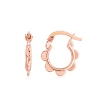 Load image into Gallery viewer, 14k Rose Gold Scalloped Hoop Earrings
