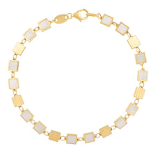 Load image into Gallery viewer, 14k Yellow Gold MOP Geometric Mirror Gem Chain Bracelet (5.00 mm)
