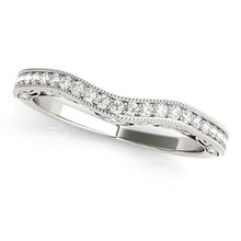 将图片加载到图库查看器，14k White Gold Milgrained Pave Set Curved Diamond Wedding Band (1/5 cttw)

