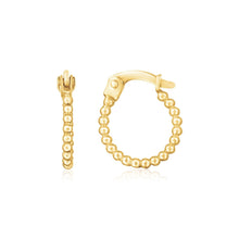 将图片加载到图库查看器，14K Yellow Gold Bead Hinged Hoop Earrings
