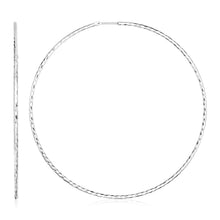将图片加载到图库查看器，Sterling Silver Large Textured Round Hoop Earrings
