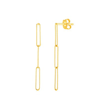 Load image into Gallery viewer, 14k Yellow Gold Paperclip Chain Dangle Earrings
