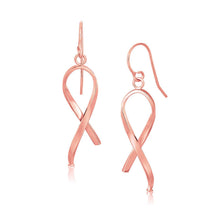 将图片加载到图库查看器，14k Rose Gold Polished Ribbon Style Drop Earrings
