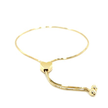 Load image into Gallery viewer, 14k Yellow Gold Adjustable Lariat Style Heart Motif Bracelet
