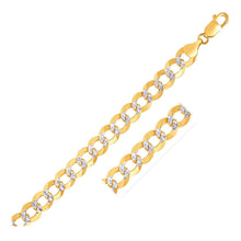 Load image into Gallery viewer, 10 mm 14k Two Tone Gold Pave Curb Bracelet
