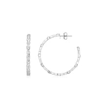 Load image into Gallery viewer, Sterling Silver Hoop Earrings with Round and Marquise Cubic Zirconias
