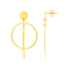 Load image into Gallery viewer, 14K Yellow Gold Polished Circle and Bar Earrings
