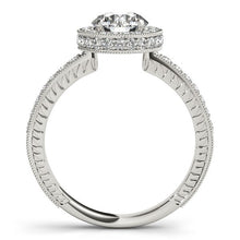 Load image into Gallery viewer, 14k White Gold Milgrain Border Diamond Pave Engagement Ring (1 1/2 cttw)
