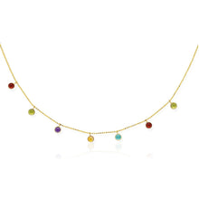 Load image into Gallery viewer, 14k Yellow Gold Cable Chain Necklace with Round Multi-Tone Charms
