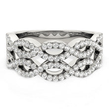Load image into Gallery viewer, Diamond Studded Double Interlocking Waves Ring in 14k White Gold  (5/8 cttw)
