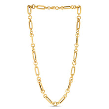 Load image into Gallery viewer, 14k Yellow Gold Italian Alternating Paperclip Round Links Chain Necklace
