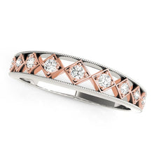 将图片加载到图库查看器，14k White Gold And Rose Gold Unique Diamond Wedding Band (1/10 cttw)
