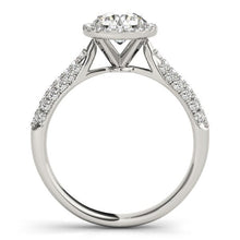 Load image into Gallery viewer, 14k White Gold Halo Diamond Engagement Ring with Pave Band (1 1/3 cttw)
