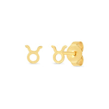 将图片加载到图库查看器，14K Yellow Gold Taurus Stud Earrings
