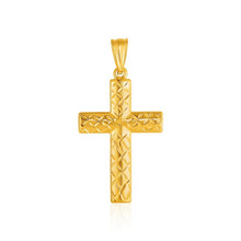 将图片加载到图库查看器，14k Yellow Gold Reversible Textured Cross Pendant
