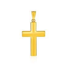 将图片加载到图库查看器，14k Yellow Gold Reversible Textured Cross Pendant
