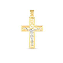 Load image into Gallery viewer, 14k Two Tone Gold High Polish Diamond Cut Cross Pendant
