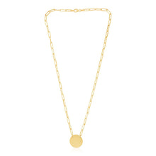 Load image into Gallery viewer, 14k Yellow Gold High Polish Circle Disc Paperclip Link Necklace
