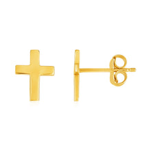 将图片加载到图库查看器，14k Yellow Gold Post Earrings with Crosses
