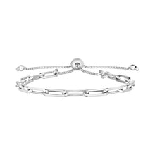 Load image into Gallery viewer, Sterling Silver Paperclip Chain Adjustable Bracelet

