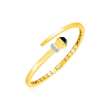 Load image into Gallery viewer, 14k Yellow Gold Crossover Style Hinged Bangle Bracelet with Onyx and Diamonds
