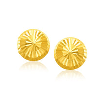 将图片加载到图库查看器，14k Yellow Gold Diamond Cut Flat Design Stud Earrings
