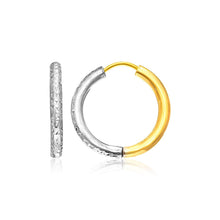 Load image into Gallery viewer, 14k Two-Tone Gold Hoop Earrings with Textured Style
