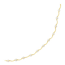 将图片加载到图库查看器，14k Yellow Gold Arc Link Necklace with White Pearls
