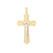 Load image into Gallery viewer, 14k Two Tone Gold High Polish Diamond Cut Cross Pendant
