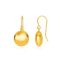 将图片加载到图库查看器，14k Yellow Gold Puffed Circle Shape Drop Earrings
