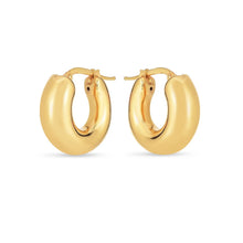 Load image into Gallery viewer, 14k Yellow Gold Small Puffy Hoops
