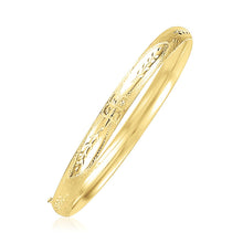 将图片加载到图库查看器，14k Yellow Gold Dome Florentine Design Bangle
