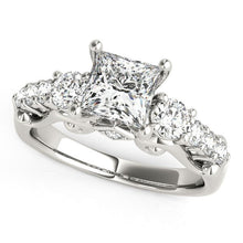 Load image into Gallery viewer, 14k White Gold 3 Stone Antique Design Diamond Engagement Ring (1 3/4 cttw)
