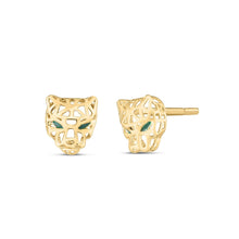 将图片加载到图库查看器，14k Yellow Gold Panther Head Stud Earrings

