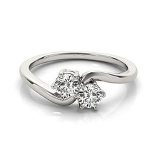 将图片加载到图库查看器，Solitaire Two Stone Diamond Ring in 14k White Gold (1/2 cttw)
