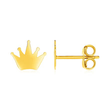 将图片加载到图库查看器，14k Yellow Gold Post Earrings with Crowns
