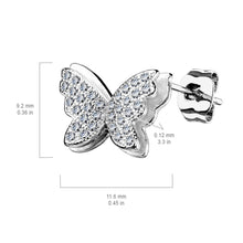 将图片加载到图库查看器，925 Silver CZ Paved Layered Butterfly Stud Earrings
