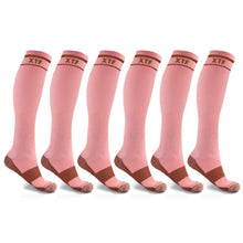 将图片加载到图库查看器，6-Pairs: Unisex Copper-Infused Knee High Compression Socks
