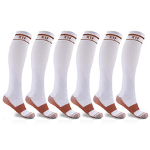 将图片加载到图库查看器，6-Pairs: Unisex Copper-Infused Knee High Compression Socks
